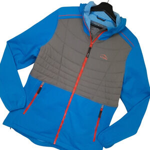 L.L. Bean Women's Hybrid Hooded Jacket Large Full Zip Outdoors Blue Gray Orange
